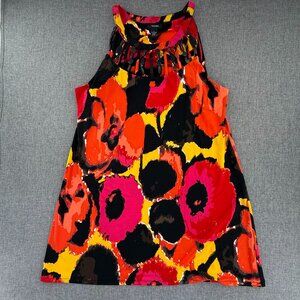 Alfani Cocktail Shift Dress Sleeveless‎ Abstract Floral Beaded Neckline Large